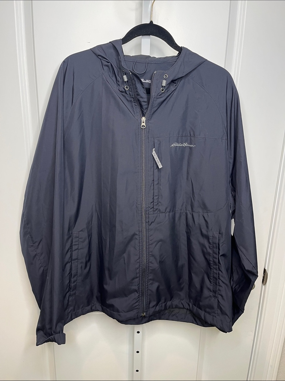 Eddie Bauer Hooded Windbreaker Jacket - Dark Navy Men’s XL Unisex Packable